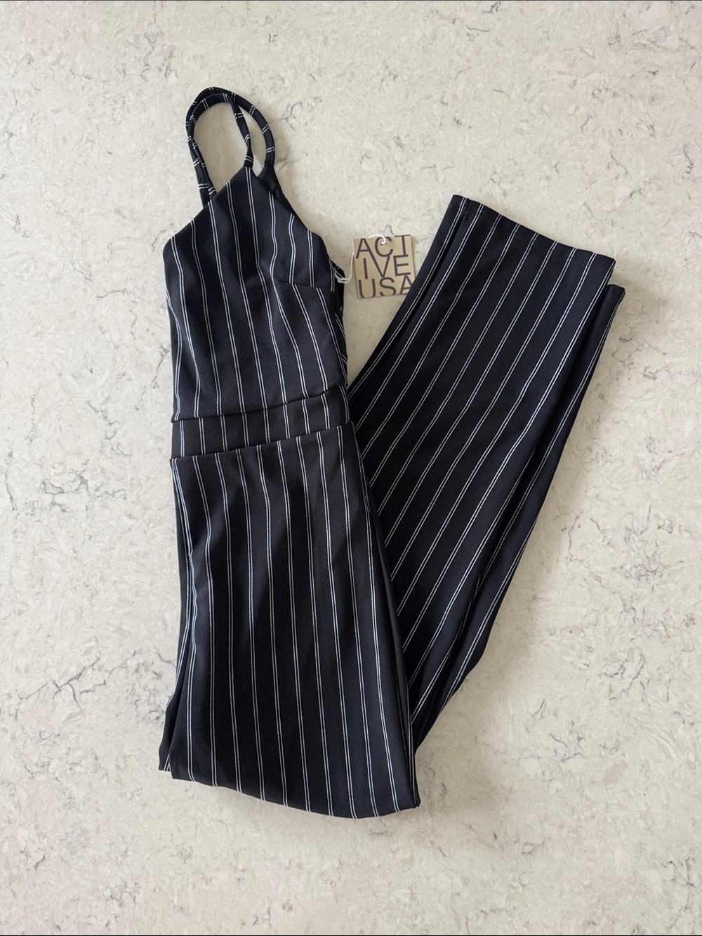 NWT Active USA Black and White Striped Maxi Dress - Picture 9 of 10
